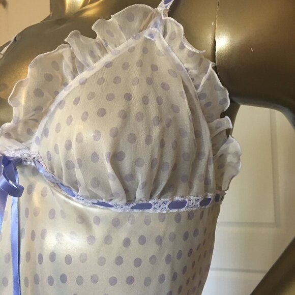 MARY GREEN Sheer Silk Lavender Polka Dot Nightgown  ၄၃   NEW WITH TAGS! - Picture 4 of 13